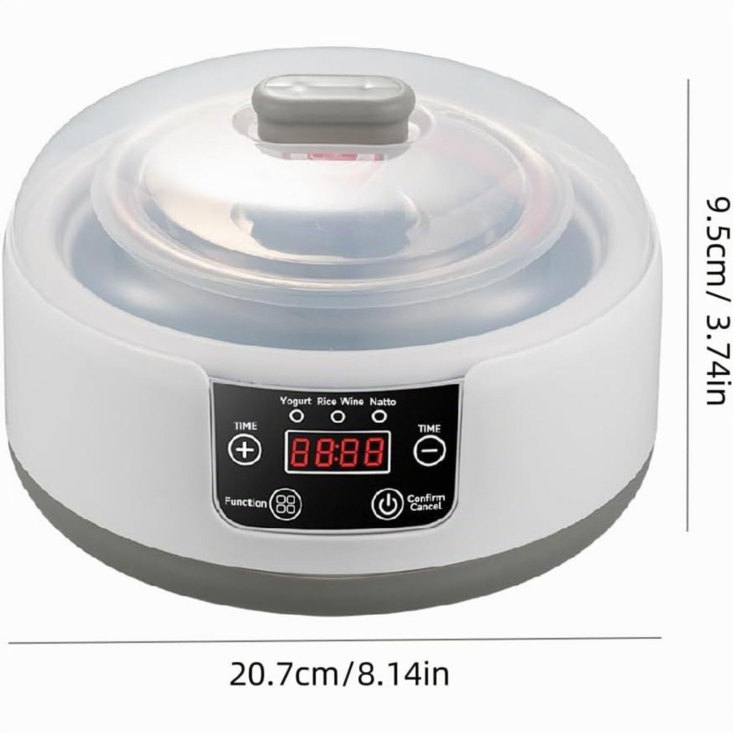 Yaourtière probiotique de 1200 ml, yaourtière probiotique 36 heures avec contrôle de la température, yaourtière avec 5 bocaux en verre pour yaourt grec, végétalien fait maison