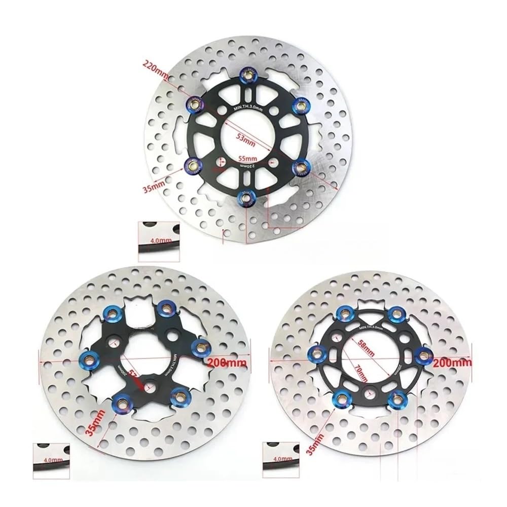 Disco Freno Anteriore Moto Set di Pinze Freno Anteriori per Moto, Rotore Flottante da 220 Mm con Staffa, Un Pistone per Scooter, Pitbike, Accessori Jog