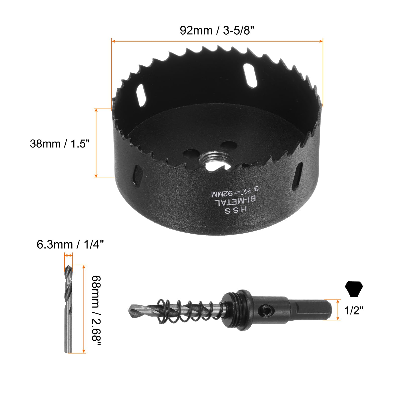 Amazon.co.jp: HARFINGTON バイメタルホールソーキット 92mm (3-5/8