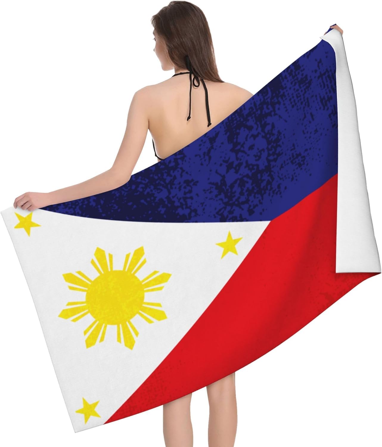 HLBSDM Filipino Flag 52 x 32 in Microfiber Beach Towel Swimming Pool Bath Super Big Throw Towel