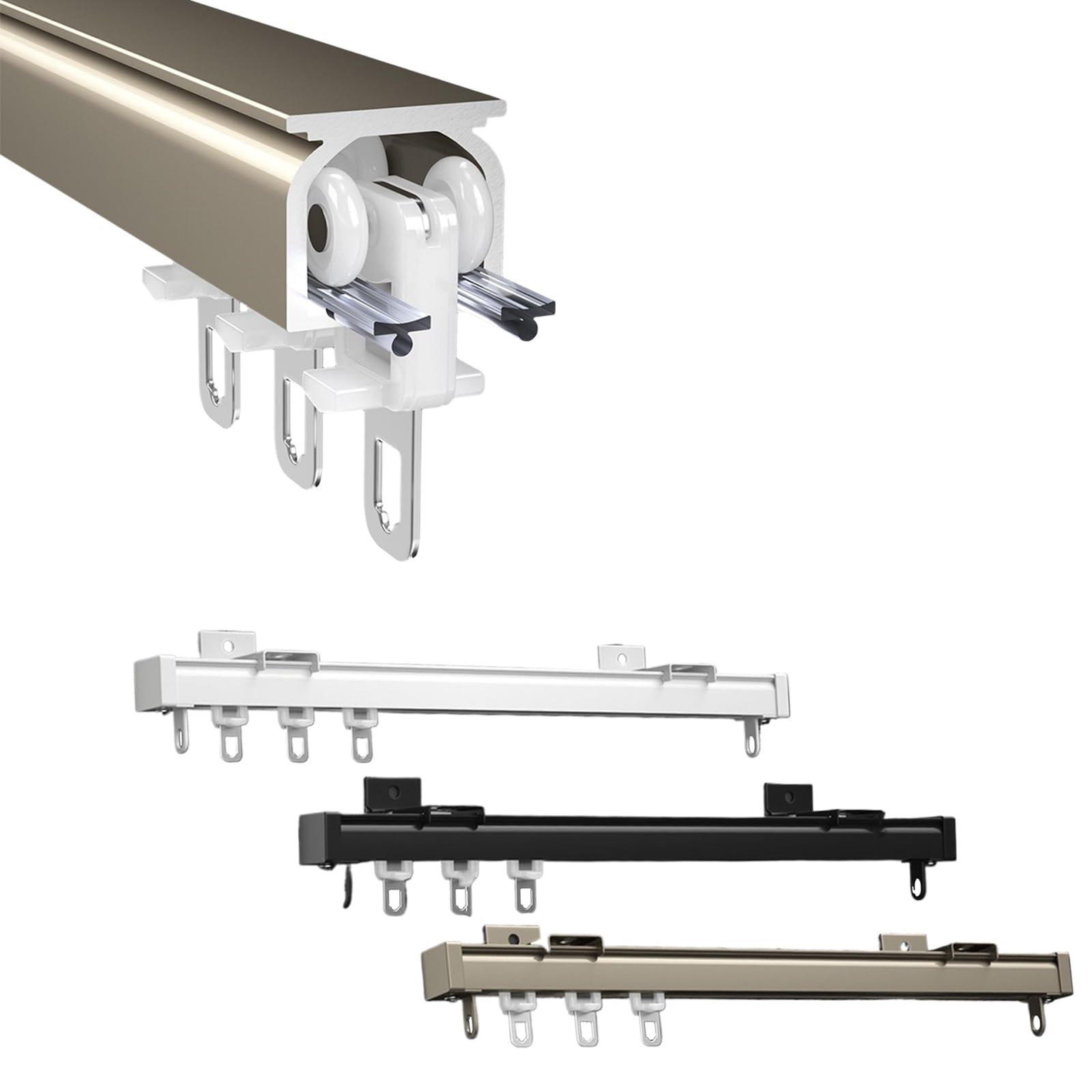 Aain Système de rails 300 cm en aluminium pour plafond/mur Idéal pour rideaux Ains Disponible en D H 50 600 cm Opts