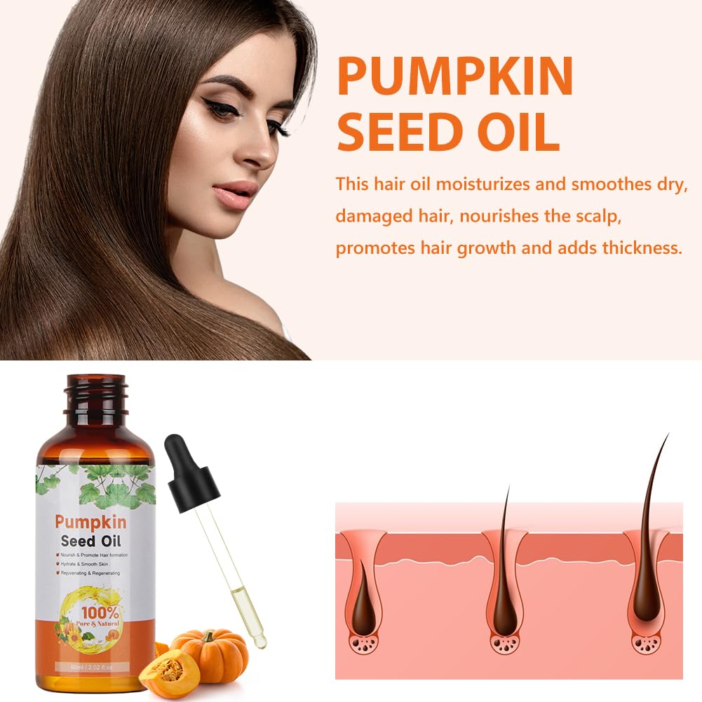 BUTBU Pumpkin Seed Oil for Hair Growth 100% Pure Natural Essential Oil for Eyebrow Eyelash and Skin Care Enhances Hair Thickness - Image 3