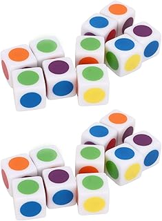 Jopwkuin Dados de cores didáticas, 20 peças de dados de RPG de canto arredondado para ensinar cubos de 6 lados bonitos e resistentes para adultos para auxílio de ensino em sala de aula