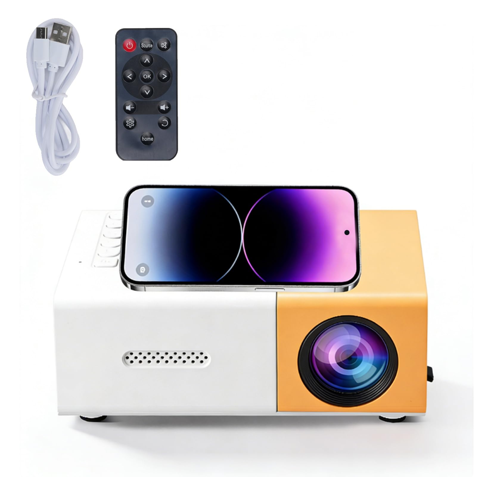 LICAEVEY Mini Proiettore, Proiettore Full HD Portatile 1080p, Proiettore di Film a LED, Calibrazione Automatica, luminosità 100ansi 6000 Lm, Compatibile con Smartphone TV Stick/HDMI/USB,