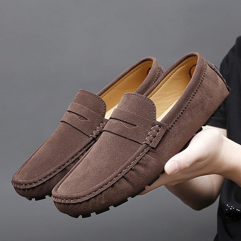Men's Loafers Shoes Solid Color Round Toe Suede Vamp Penny Driving Loafers Flexible Flat Heel Comfortable Wedding Walking Slip On4