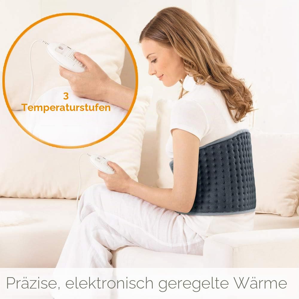 Beurer HK49 Gemütliches Bauch- und Rücken-Wärmekissen | Wickel-Passform für gezielte entspannende Wärme | 3 Temperaturstufen | verstellbarer Klettverschluss | maschinenwaschbar