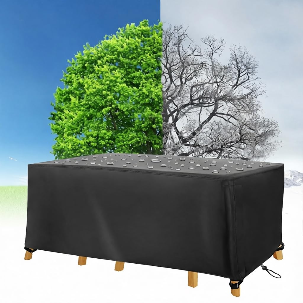 Housse de table de jardin hivernage bâche imperméable pour grand salon de terrasse 420D