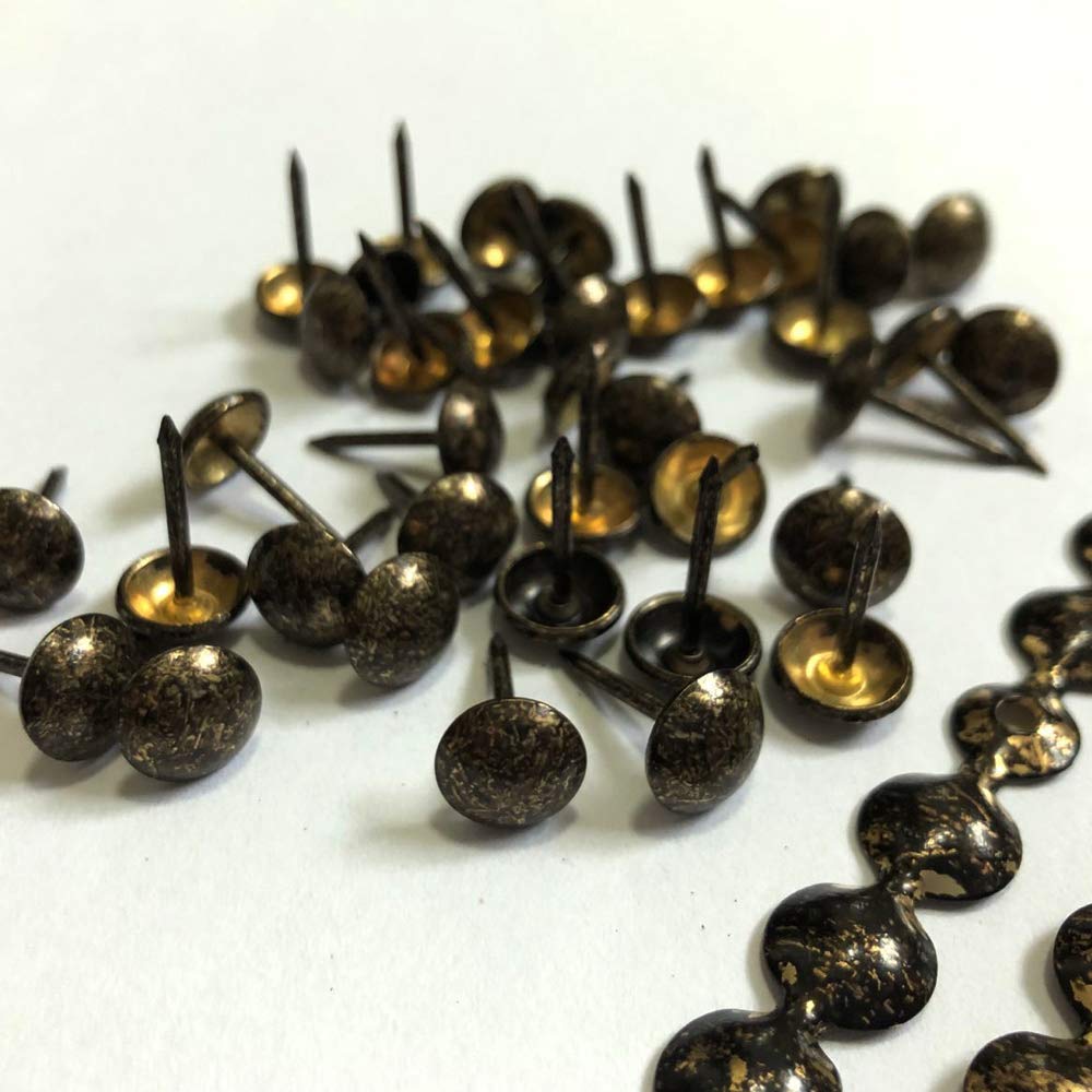 Let's Decorate 10 Meters D9.5mm Antique Plated Decorative Nail Strips/Nailhead Trims,Upholstery Sofa Tacks,Loosing Tacks Matched (D:9.5mm Antique)