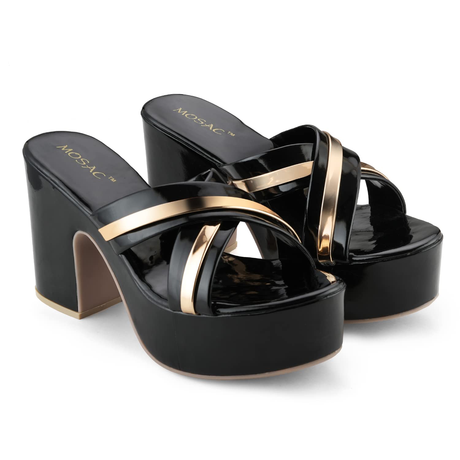MOSAC Womens and Girls Stylish High Heels Sandals Casual Block Cone Heel (Black Color) (B0C3M7TPPQ) Amazon Price History, Amazon Price Tracker