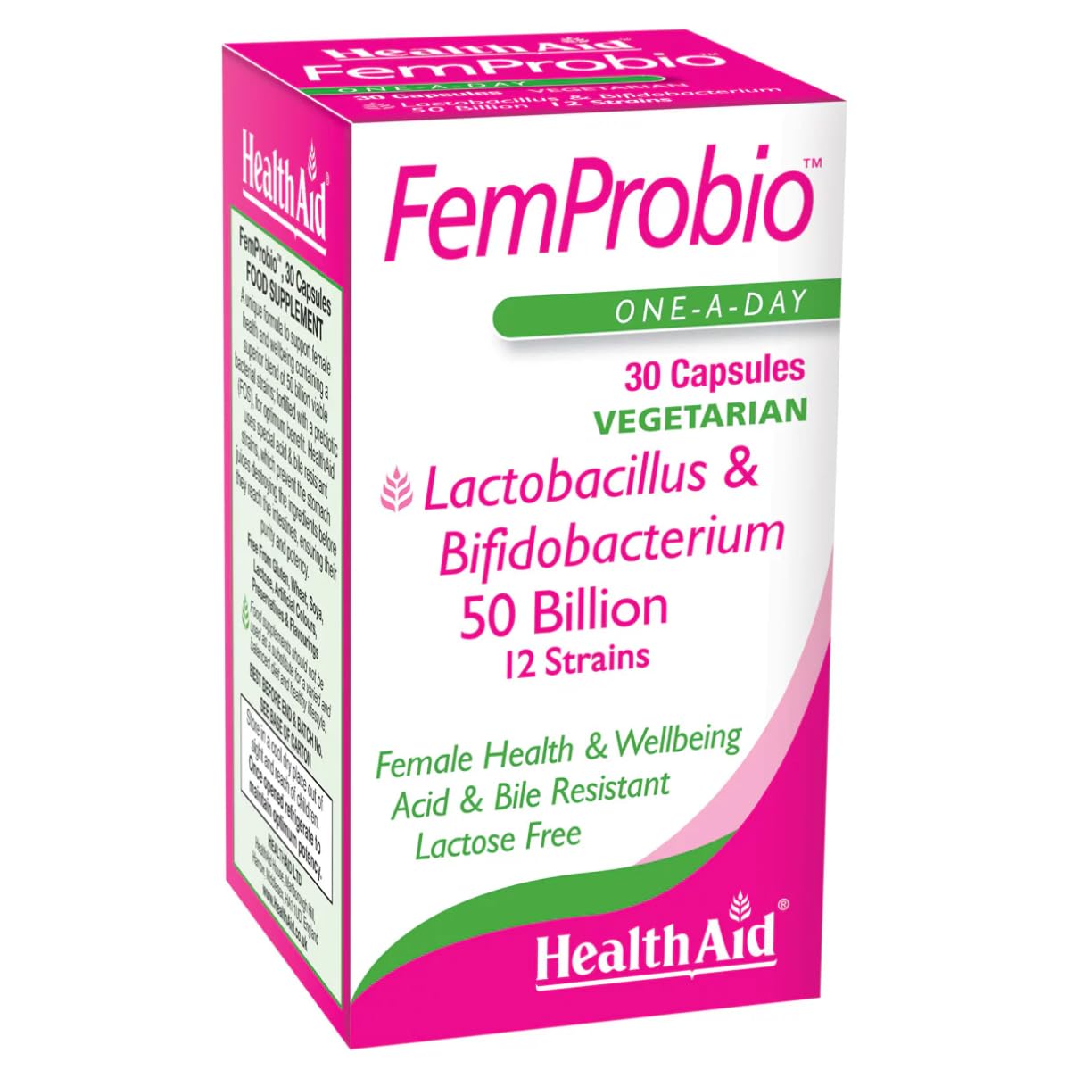 FemProbio Vegicaps 30 cápsulas – prebiótico + 50 mil millones de UFC – salud vaginal, digestiva, urinaria e inmunidad – vegano, sin gluten ni lactosa Health AID