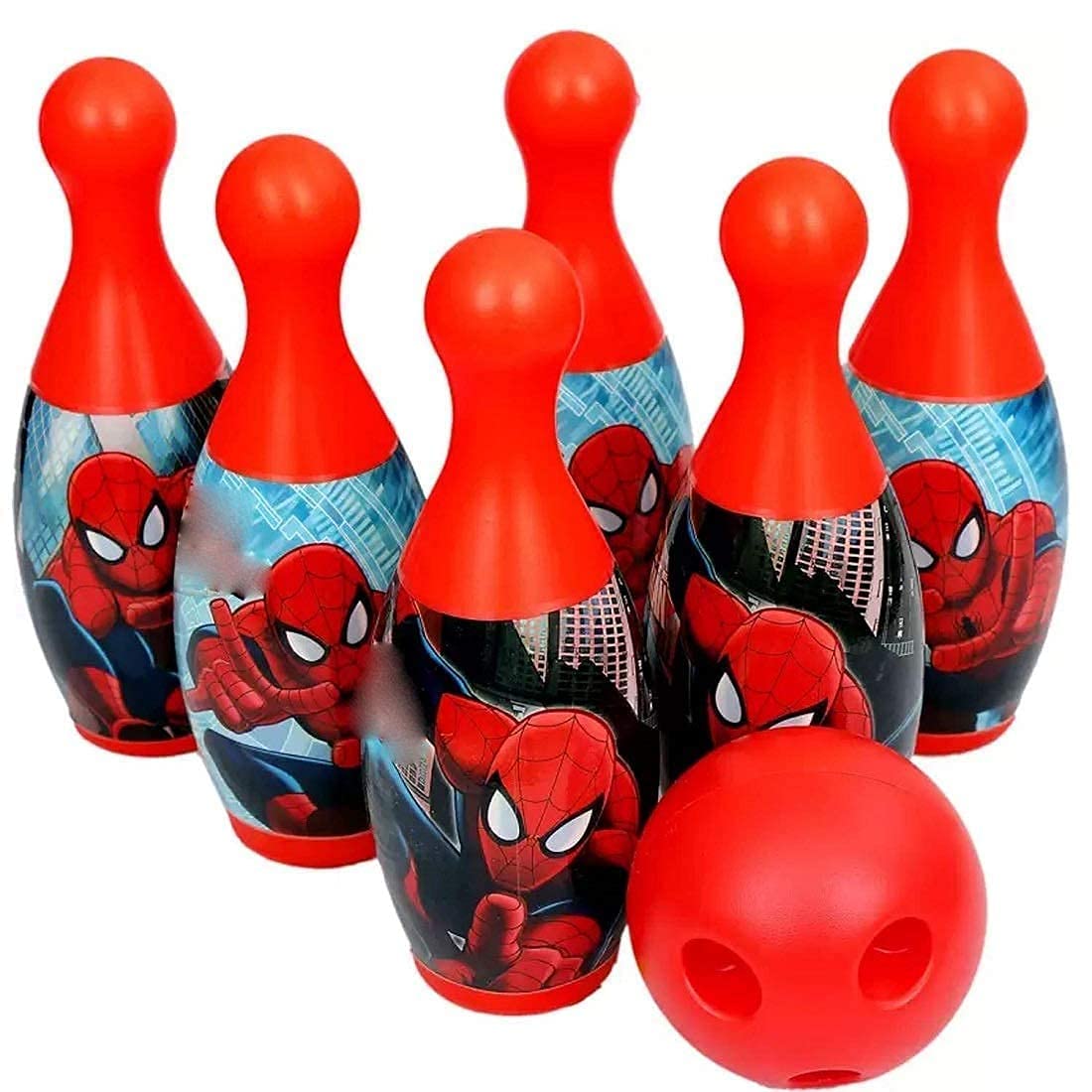 Bowling Game Set for Kids with 6 Pin 1 Ball Sport Toys Gift for Baby Boys & Girls (Multicolour) (Spiderman Bowling Game)-image-37