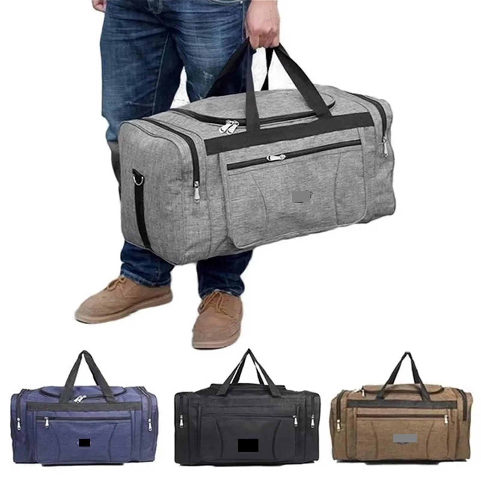 borsone palestra uomo Borse da viaggio uomo impermeabili Oxford | Bagaglio a mano Borsa da viaggio grande Borsa da viaggio for weekend di grande capacità Borsa da viaggio for fitness(Black)