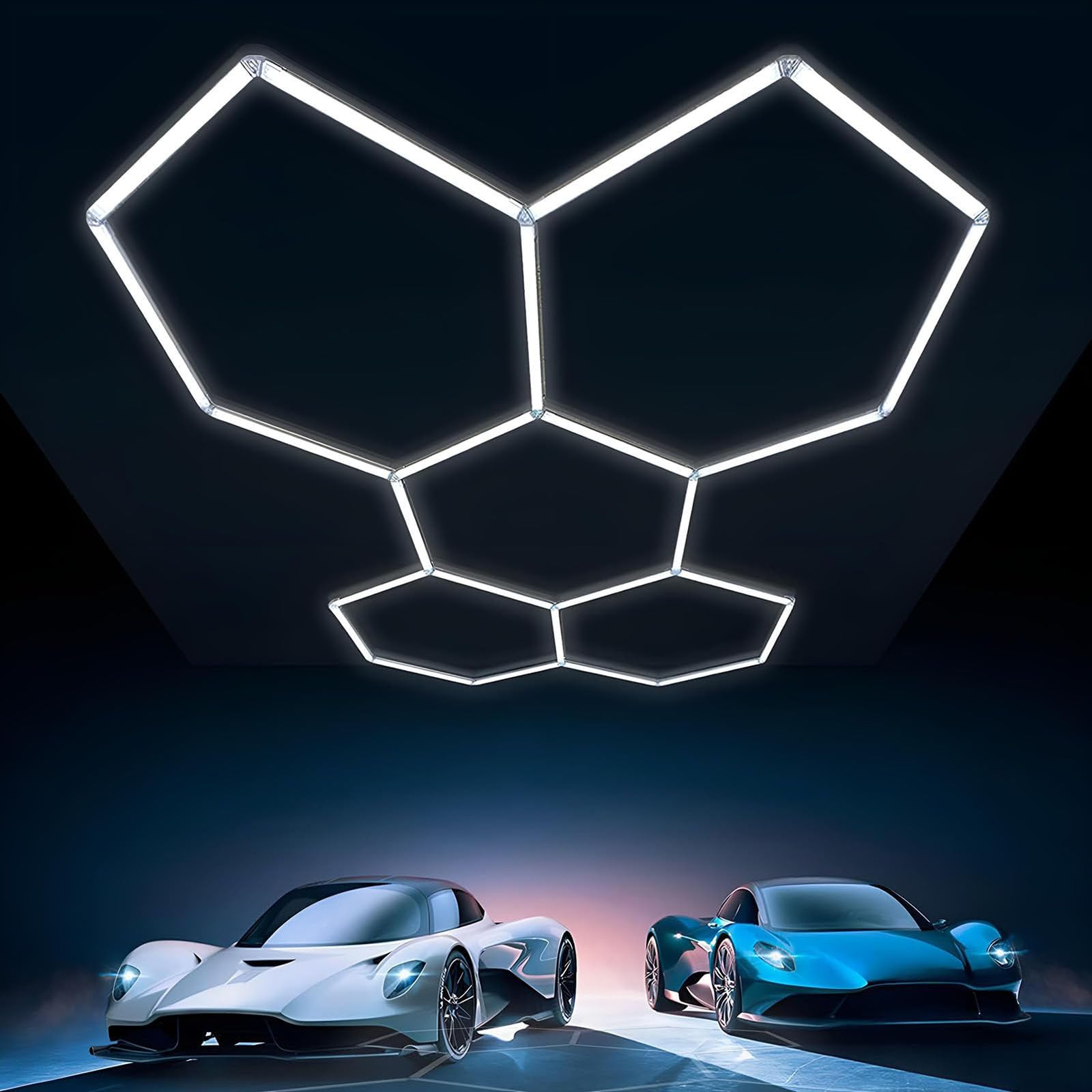 Sufitowa sześciokątna lampa garażowa LED Honeycomb Detailing Car Auto Body Repair Myjnia samochodowa Warsztat Liniowa lampa rurowa z ramą