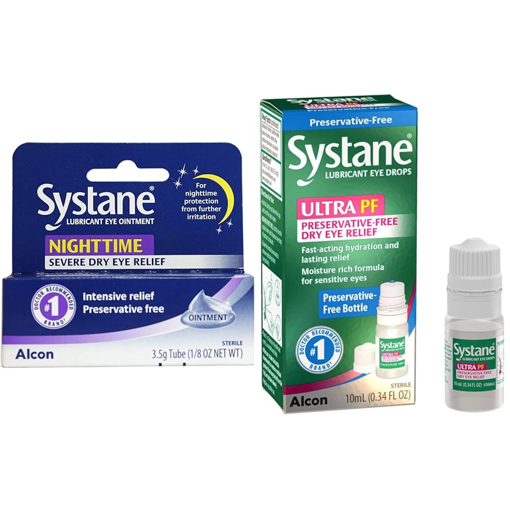SystaneNighttime 3.5g Lubricant Eye Ointment Ultra 10ml Preservative-Free Eye Drops Bundle
