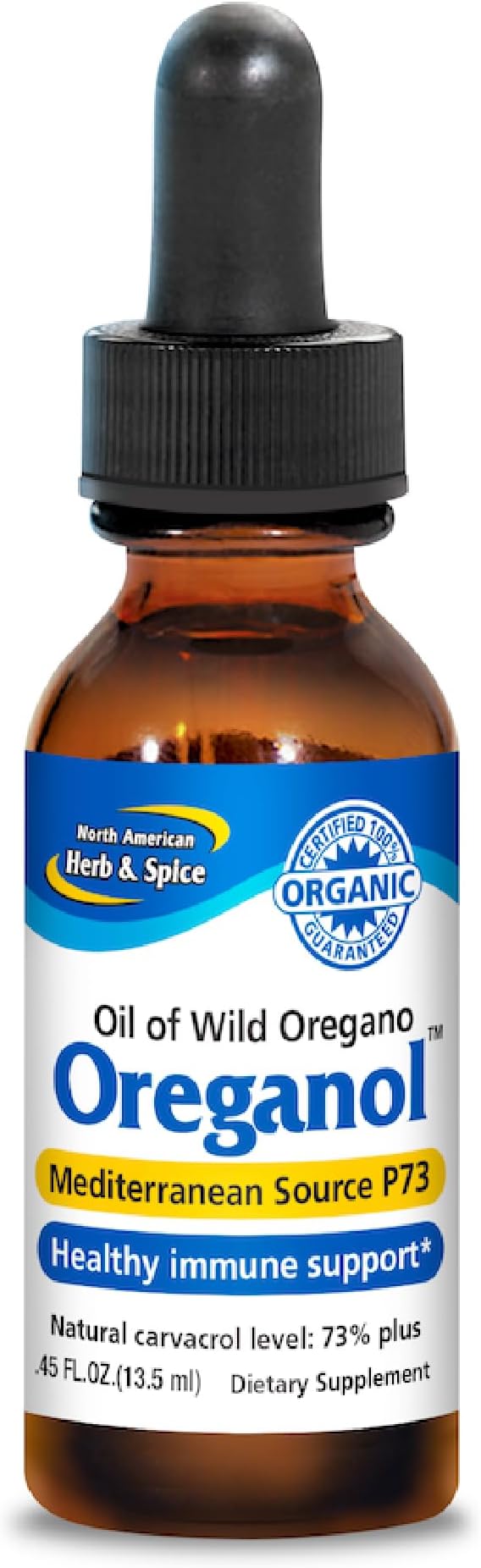 Oreganol - 0.45 fl. oz. - Unprocessed, Wild, Organic Oregano Oil - Mediterranean Source P73 - Non-GMO - 194 Servings