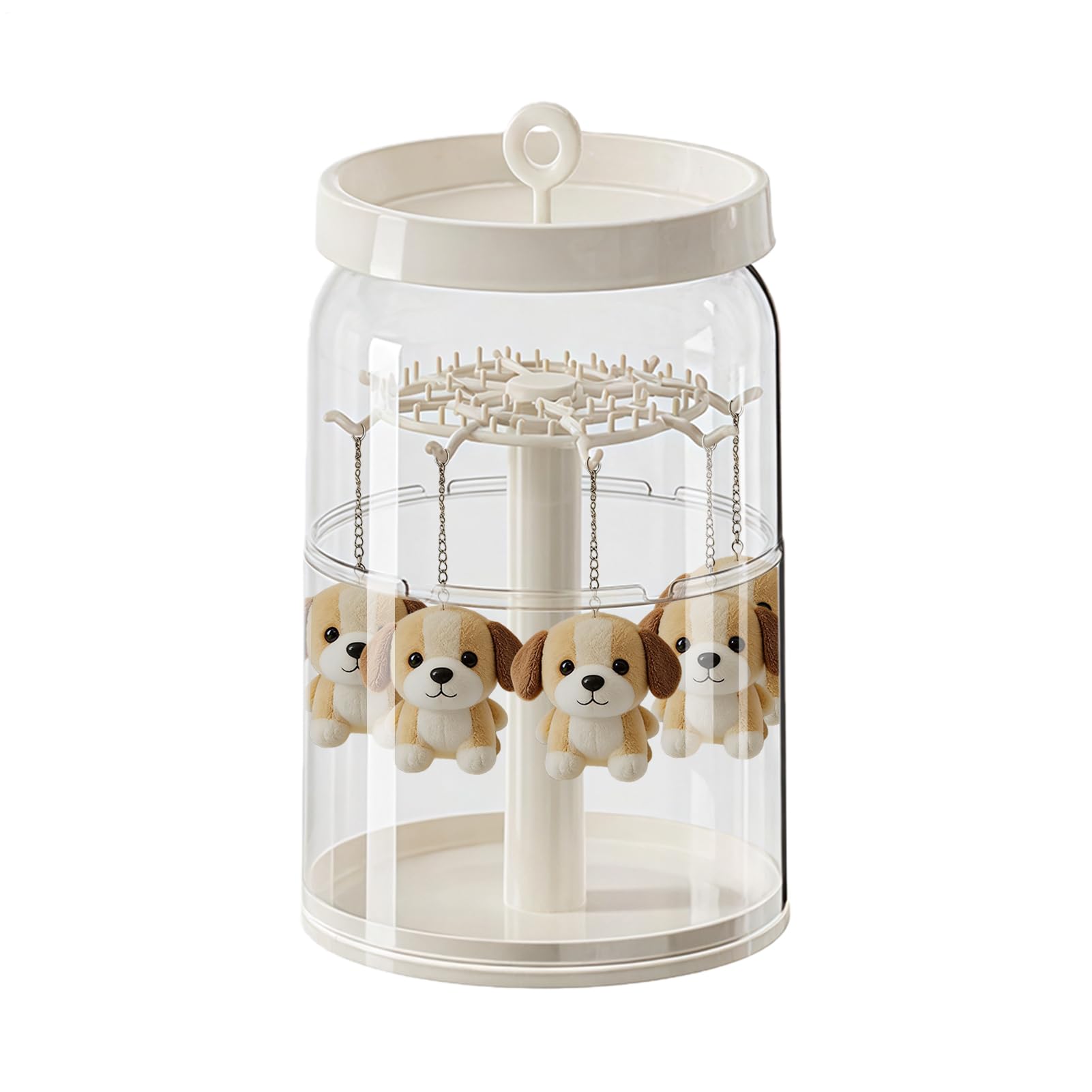Plush Storage Display Box, Clear Acrylic Rotating Protective Case, Doll and Keychain Storage for Figurines, Toys, Collectibles, Home Decor, Living Room, Bedside