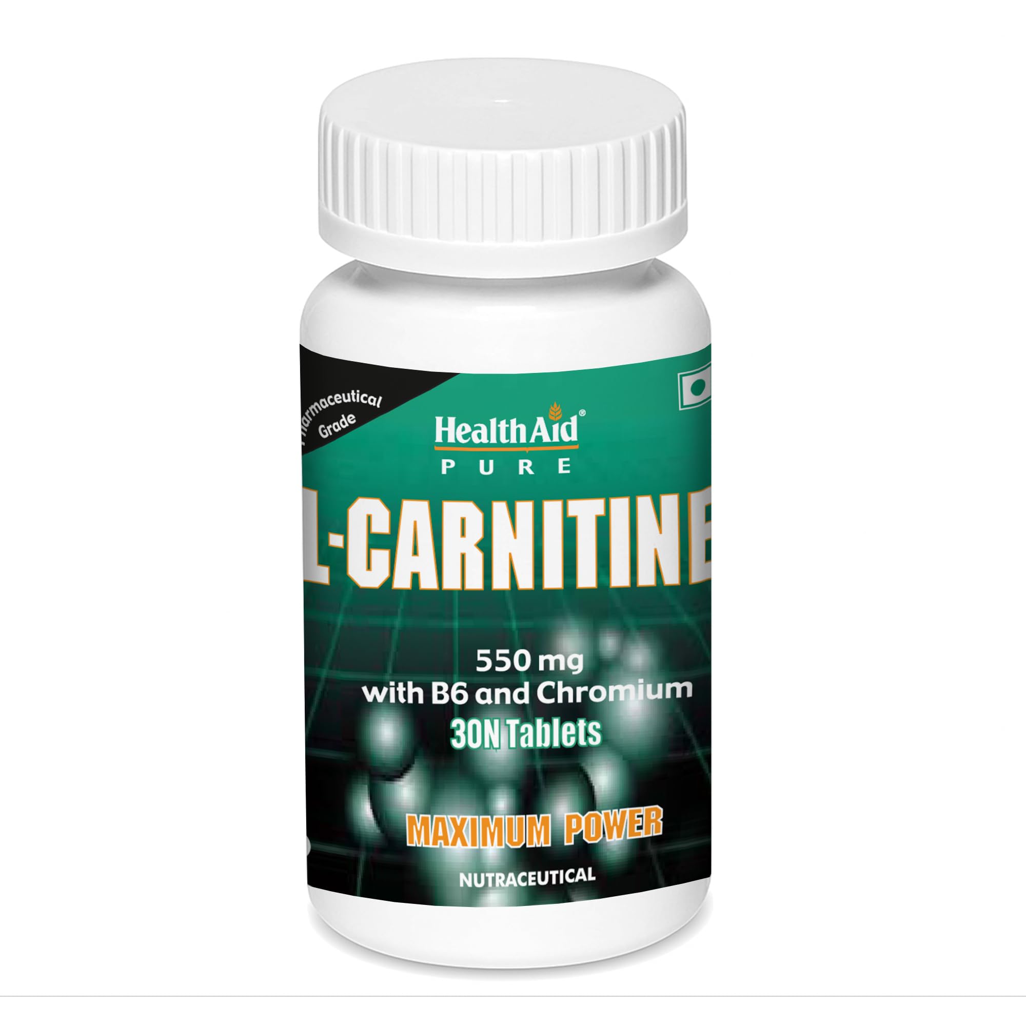 HealthAid L-Carnitine 550mg with B6 and Chromium – 30 Veg Tablets