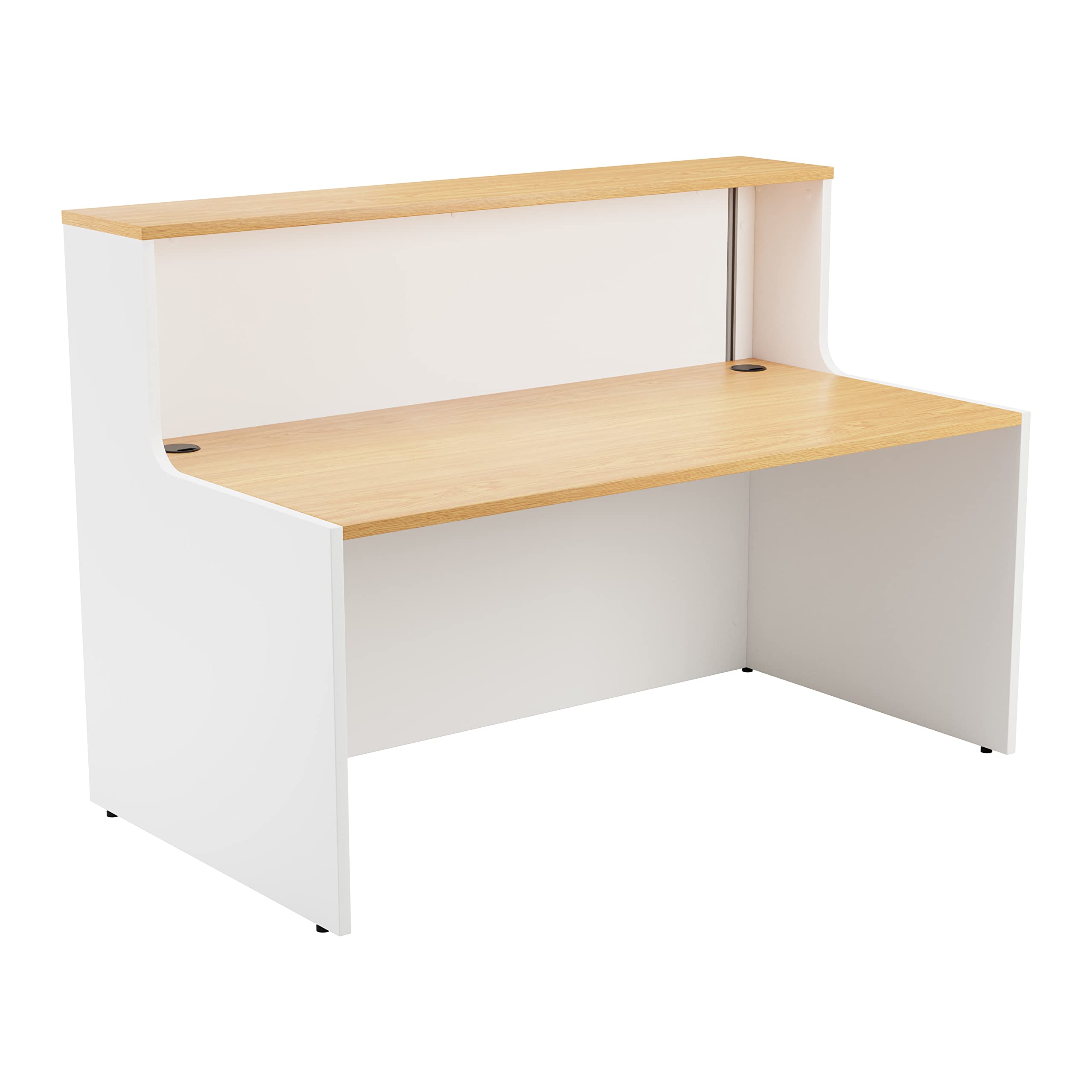 Office Hippo Reception Desk, Unit, Table, Office, Oak Top, White Base, 166 x 89 x 116.5