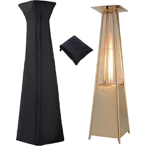 CoverFml Patio Heater Covers with Zipper and Storage Bag,Outdoor Heater Covers Waterproof-Heavy Duty 420D Polyester Fabric for Standing Heater，Black (Pyramid)