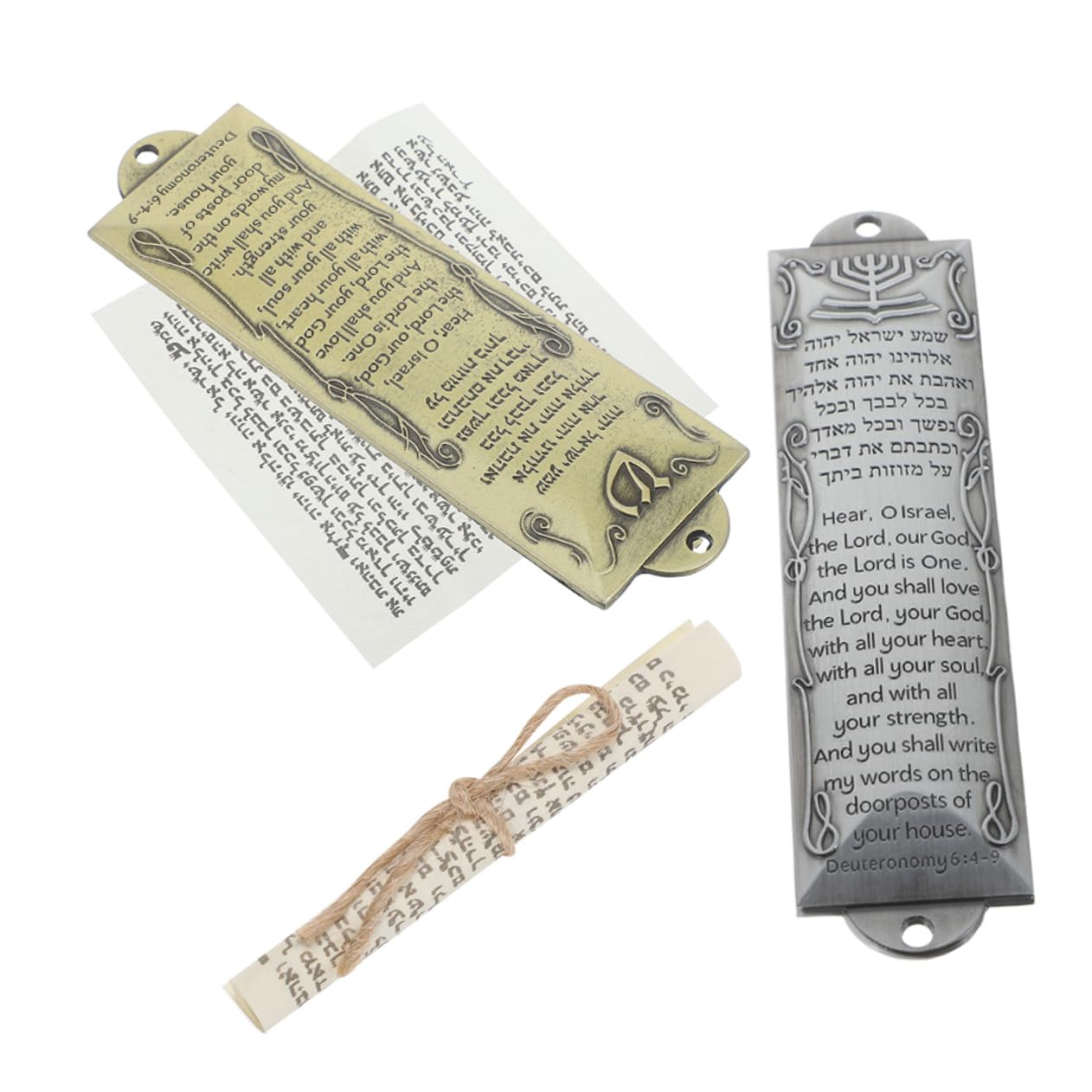 QUMIIRITY 2sets Mezuzah Door Decor Metal Blessing Mezuzah Scroll Religious Gatepost for Jewish Home Stylish House Blessing Decor
