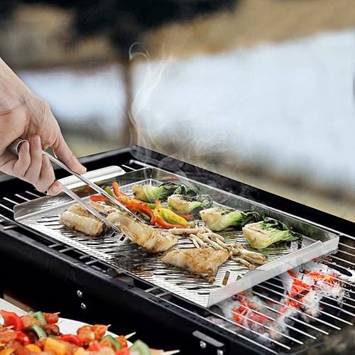 Miniatura 6 de Sartén de barbacoa para verduras, sartén de acero inoxidable en relieve con asas, utensilios de cocina profesional, accesorios de parrilla para