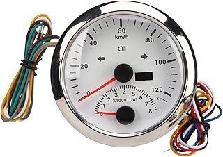 CUTULAMO Boat GPS Speedometer, 85mm 0‑125 KM/H GPS Speedometer Tachometer Fog Resistant Waterproof with Backlight for Car Marine ATV(White Dial Silver Bezel)