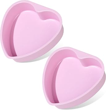 KASHME 8 Inch Heart Shaped Cake Pans Set 2 Pack Nonstick Cake Pan for Baking Carbon Steel Large Heart Molds Pink