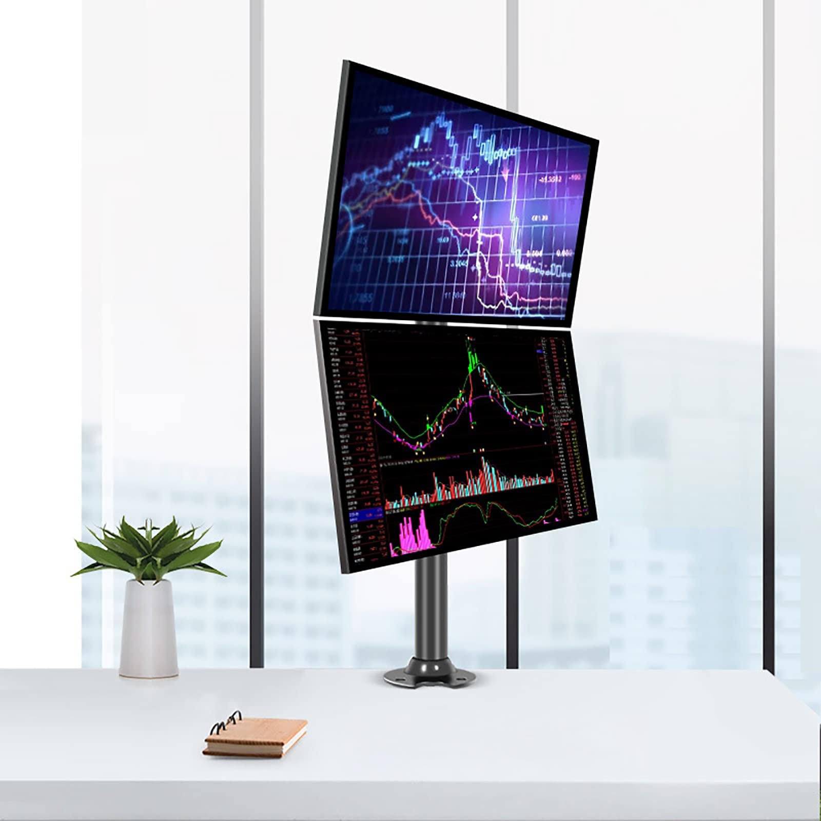 asdchZen Dual Monitor Stand Mount,Monitor Desk Mount With Grommet Base,For Two 14-32Inch Flat Or Curved Lcd Computer Screens,Hold Up To 8Kg/17.6Lbs