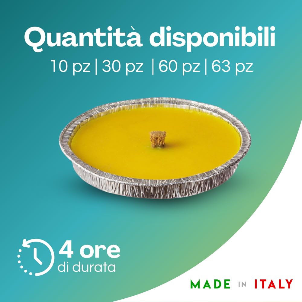Palucart candela citronella giardino in alluminio 11 cm set da 60 pezzi giardinaggio antizanzare feste ed eventi