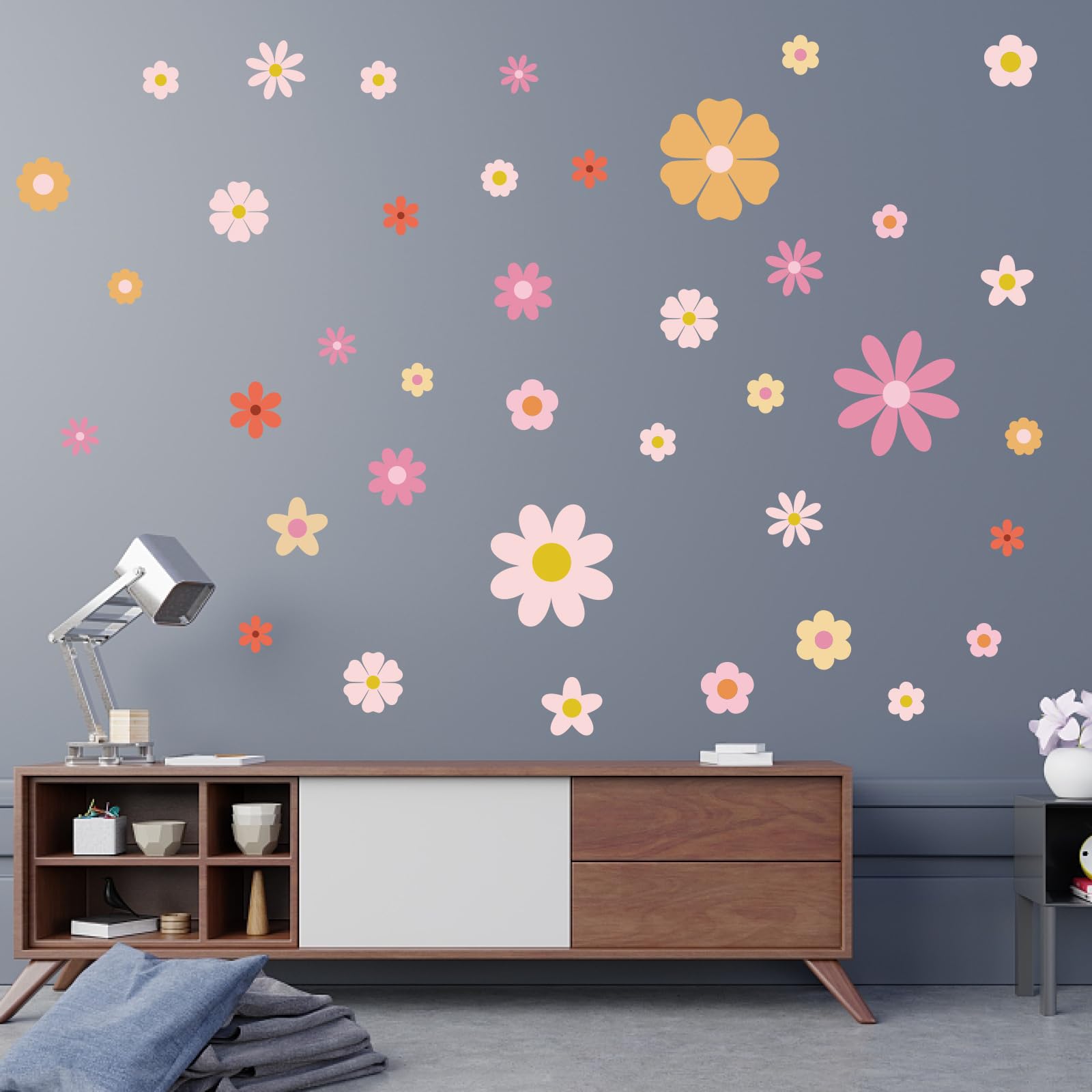 PLIGREAT 2 Sheets Colorful Daisy Flowers Wall Decals DIY Bright Floral Removable Vinyl Wall Stickers for Nursery Bedroom Living Room Home Background Window Wall Art Decor - Image 4