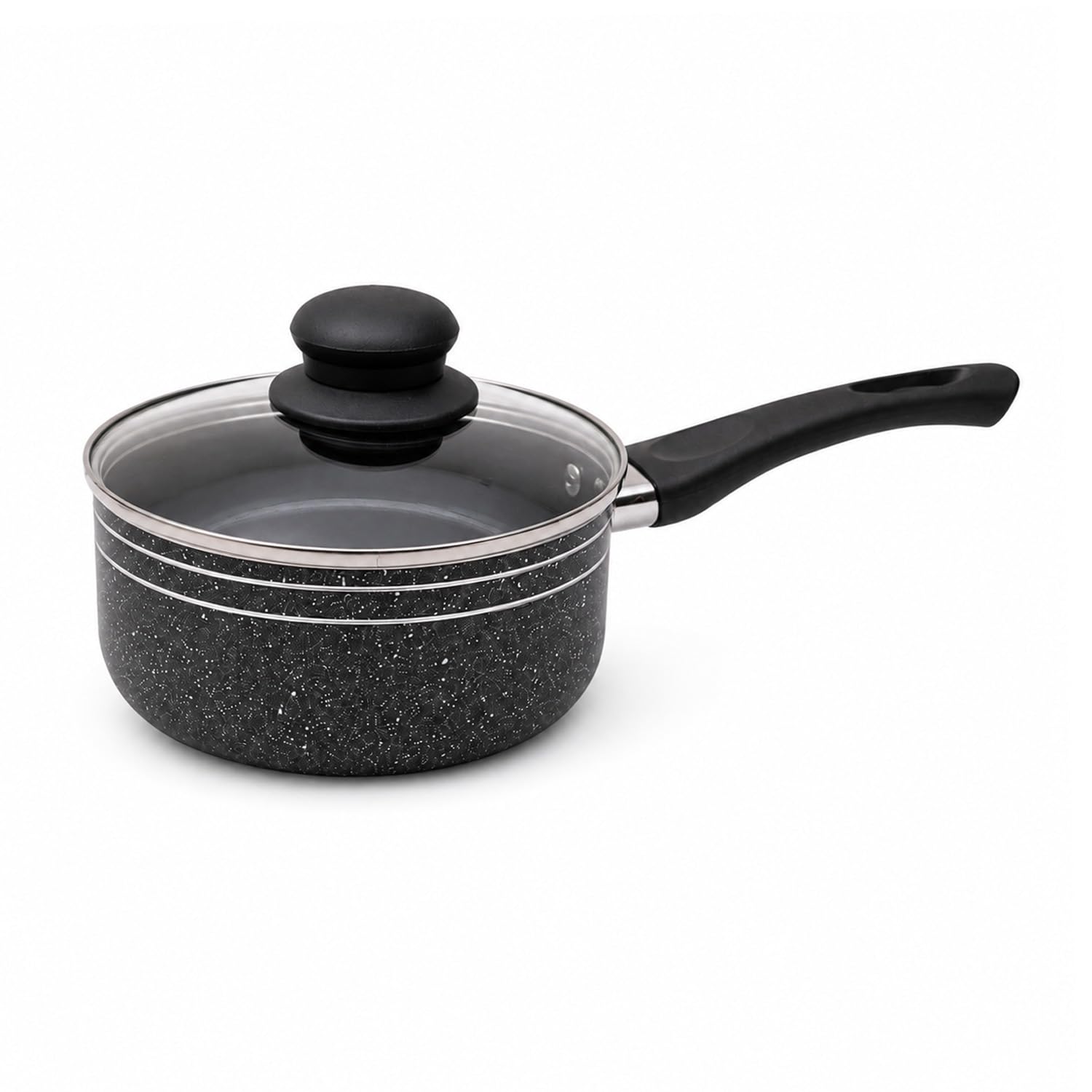 ROYALFORD 16cm Non-Stick Pressed Aluminium Saucepan Tempered Glass Lid