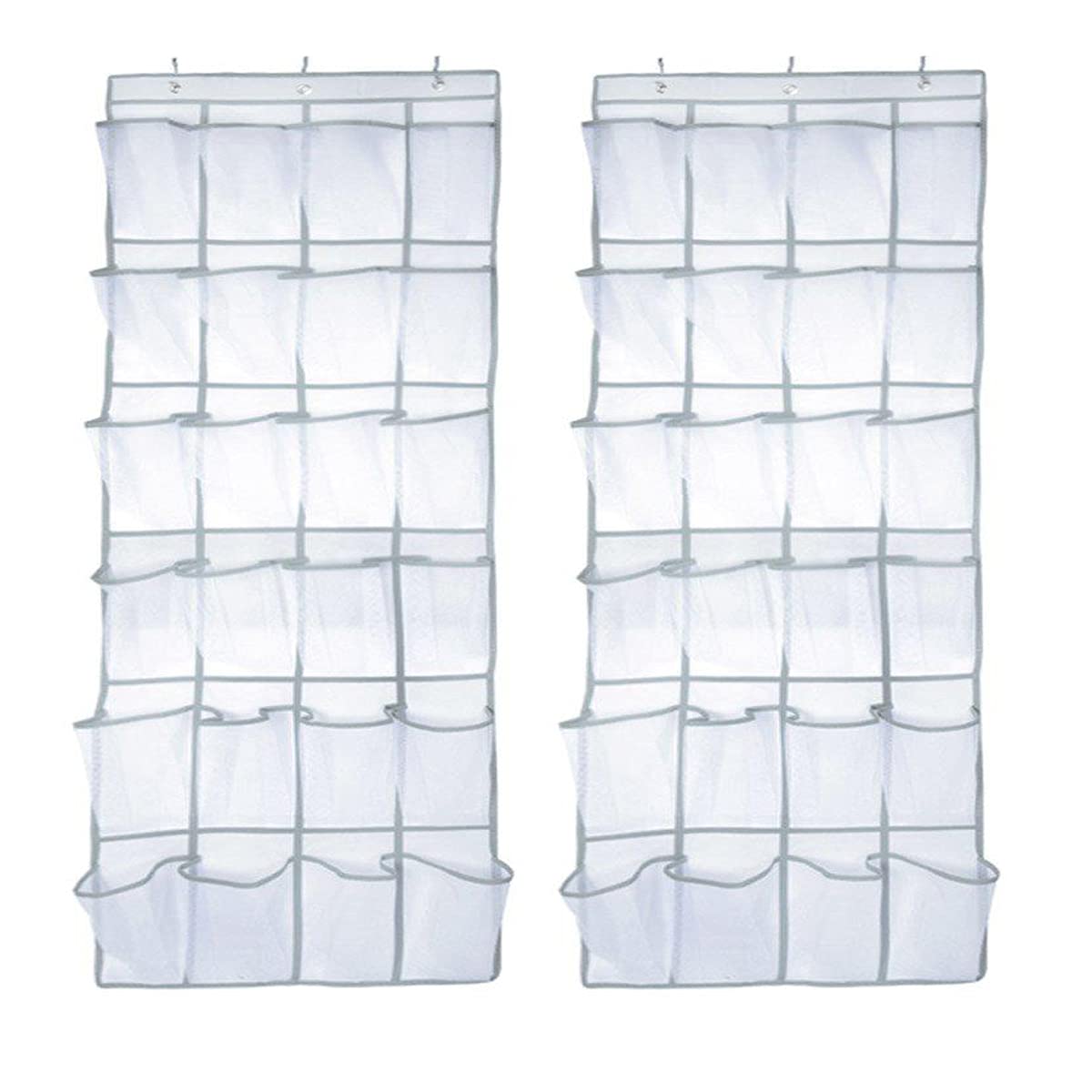 Organizador para colgar sobre la puerta, zapatero con 24 bolsillos, 8 ganchos para puerta, almacenamiento de malla para cocina, dormitorio, baño, accesorios de almacenamiento (paquete de 2)