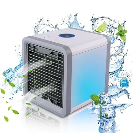 RUSTIC Mini Portable Air Cooler Fan With 7 Color Changing Inbuilt Light Arctic Air Personal Space Cooler Air Device Home Office Artic Cooler (Artic Cooler)