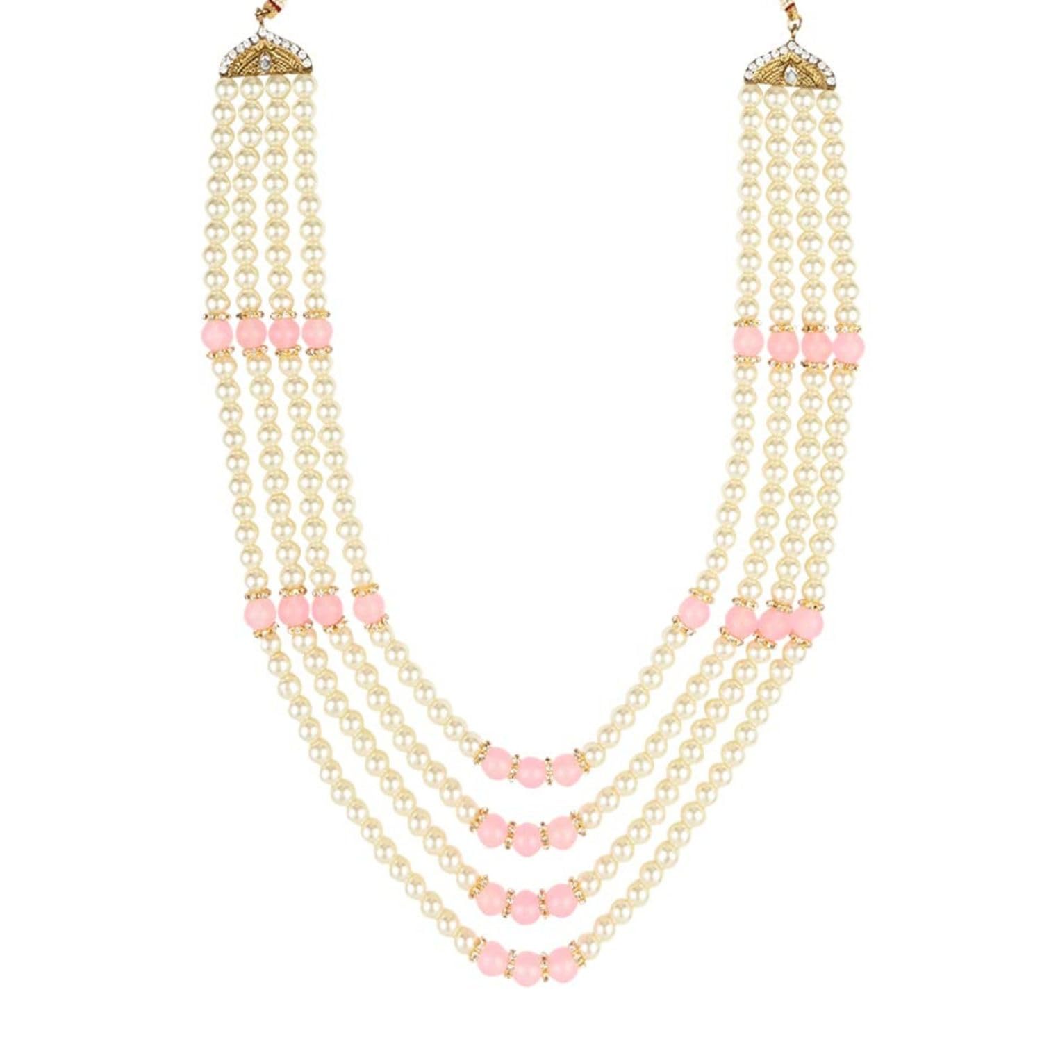 I Jewels 4 Layered Traditional Gold Plated Dulha Moti Mala with Beaded Maharaja Haar/Groom Necklace For Men(MLP42Pi) (B0BH46V4B1) Amazon Price History, Amazon Price Tracker