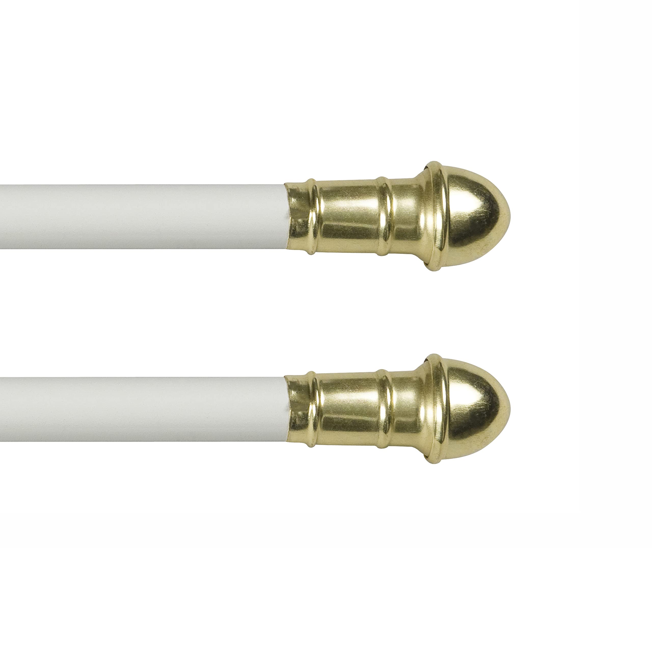 Photo 1 of 2 pack of Interior Living 48-84 in. Adjustable Petite Café Curtain Rod, 2-Pack, 7/16 in. Diameter, White White 48-84"