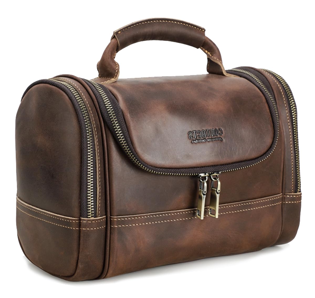 Genuine Leather Toiletry Bag For Men And Women, Mens Toiletry Bag With Handle, Travel Dopp Kit Shaving Organizer, Water-resistant Bathroom Extra Large Shaving Kit Bag Travel For Makeup Case Cosmetics