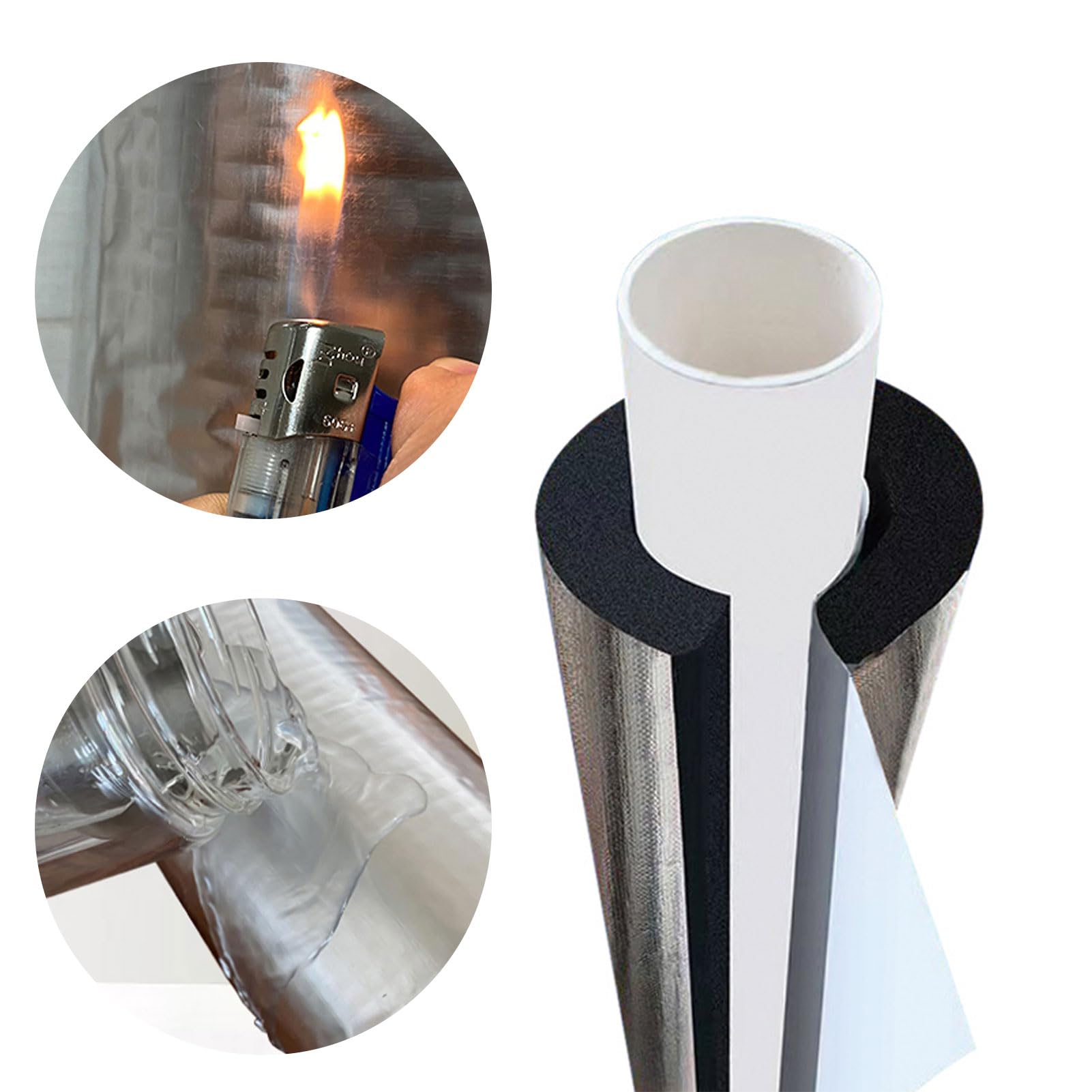 Funda Aislante de Espuma Tubo Aislante de Espuma Papel Aluminio Autoadhesivo Fundas de Aislamiento Térmico para Tuberías Exteriores Coquilla (ID) 219mm x (T) 30mm x (L) 0.95m