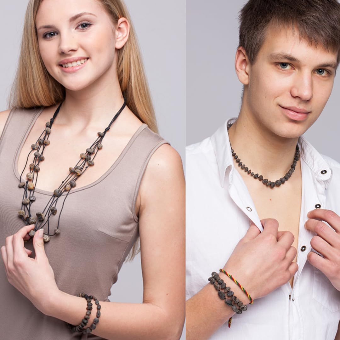 Pulsera de ámbar – Pulsera de ámbar para hombre y mujer – Joyería unisex con piedras de ámbar natural – Hecho a mano