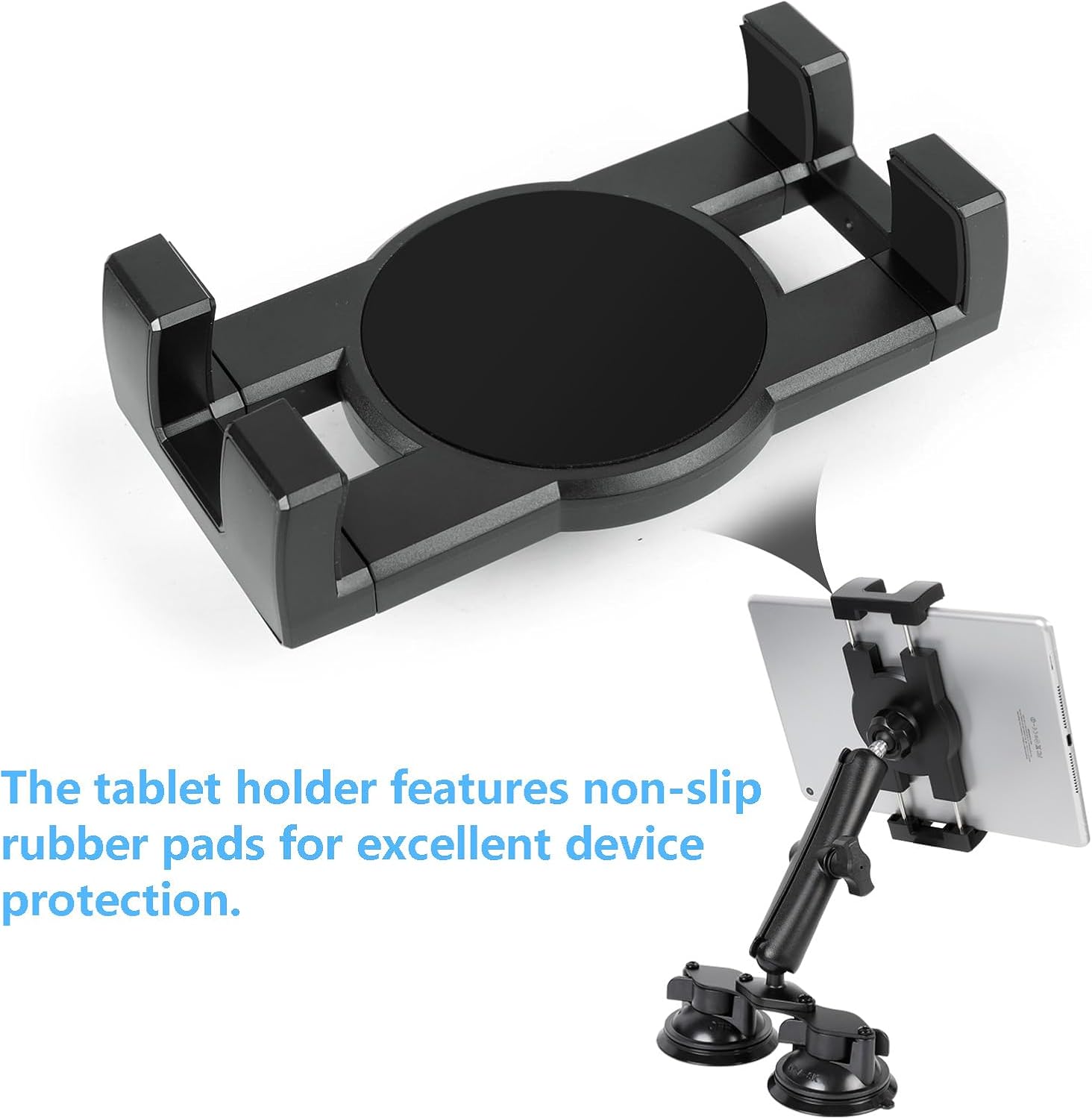 Pilots Tablet Holder with Strong Dual Suction Cups, Universal iPad Mount for Aircraft Car Boat Truck Windshield, Fits iPad mini/Air/Pro 12.9/11, iPhone 5-13" Devices