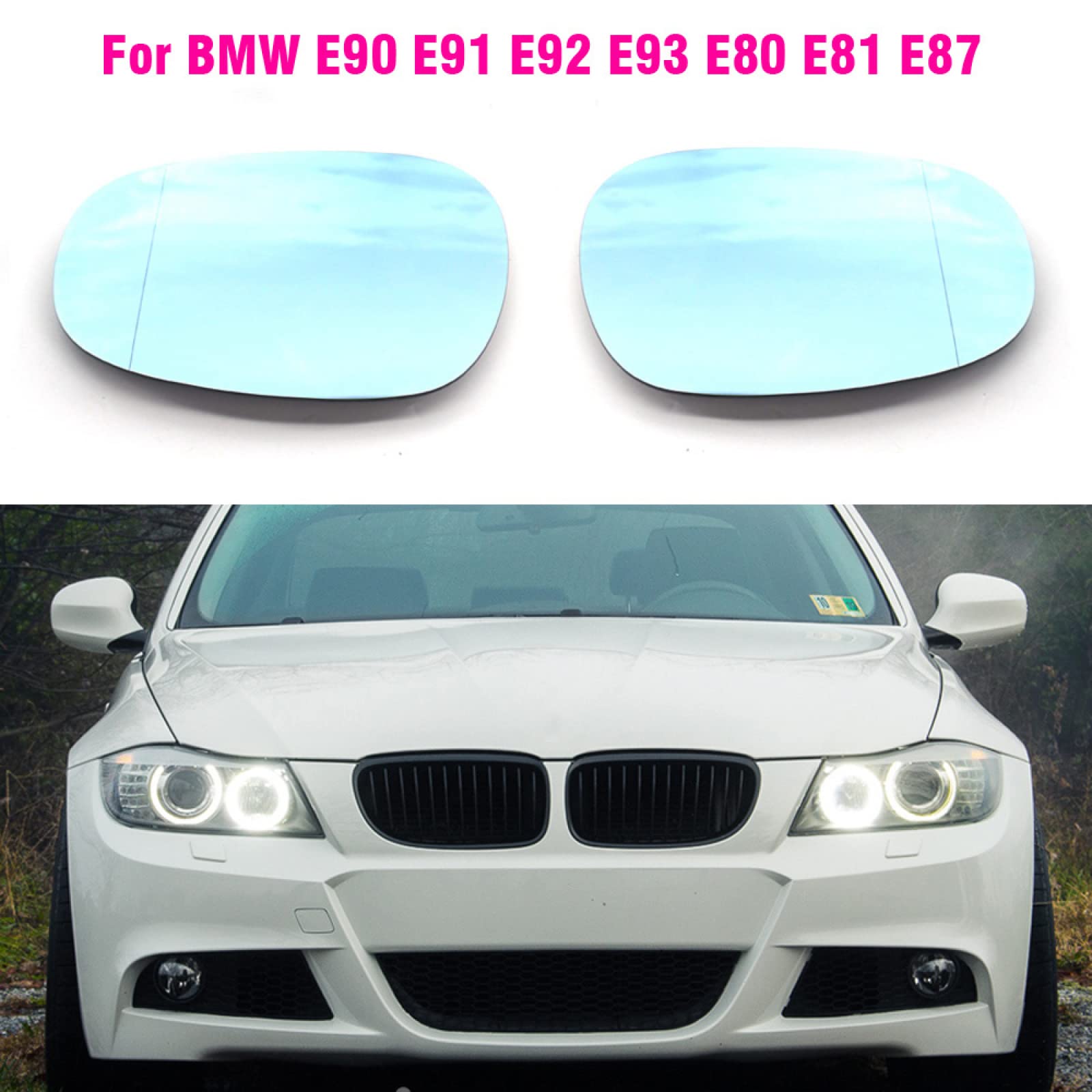 2 個の車のサイドバックミラー加熱された防曇ガラス E92 E91 E93 E90