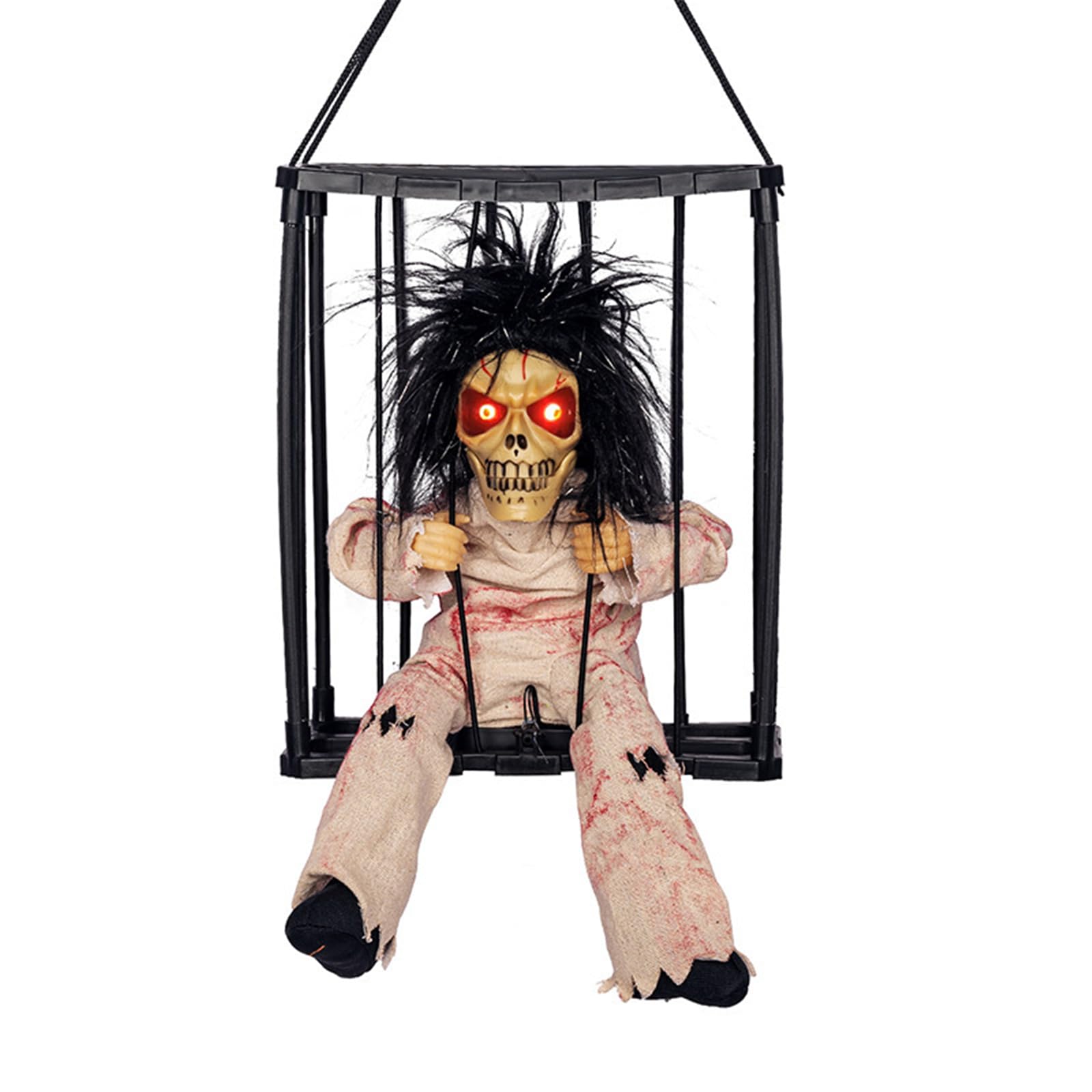 Xjdzineq Scary Prison Cage for Kids Friendly Halloween Decorations Halloween Suspended Manifestation Prison Cage Deck