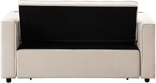 Miniatura 5 de Sofá cama convertible moderno de 63.8 pulgadas con reposabrazos y respaldo anchos y cómodos, sofá biplaza tapizado de terciopelo suave con bolsillos
