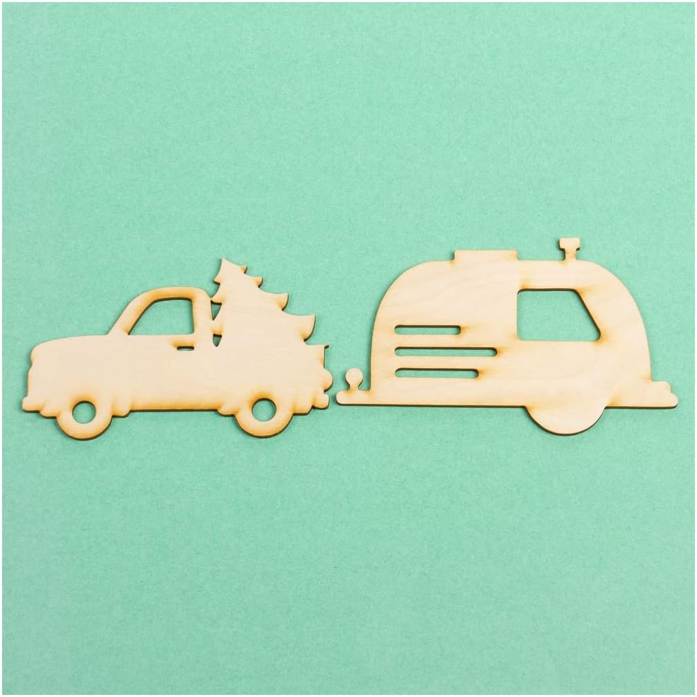 Pack of 24 Unfinished Wood RV Camper Trailer Cutouts by Factory Direct Craft - Blank Travel Trailer Campers Wooden DIY Shapes for Crafts (3-1/4" x 5-1/2")