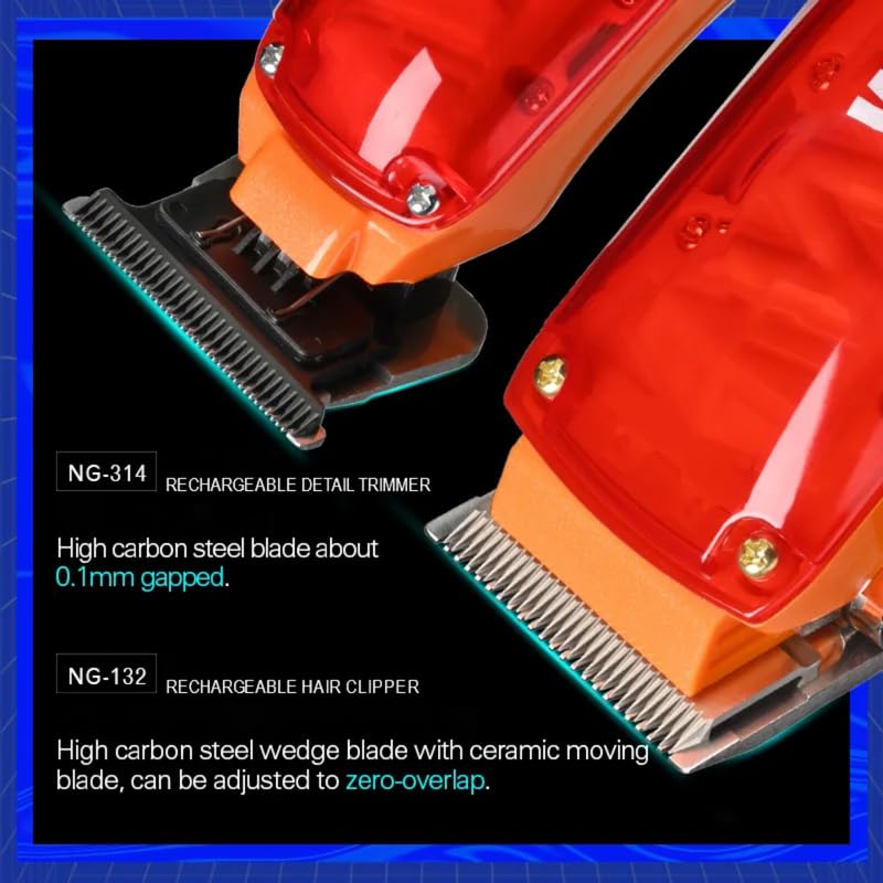 Image of WMARK Hair Clipper 7000Rpm & 6500Rpm Magnetic Motor USB Charging Cable adapter charging stand 9 Guide Comb Taper Lever Adjustments Clipper T-Cutter 0.1Mm Gapped Trimmer Runtime 240 & 180 Min, Model 3