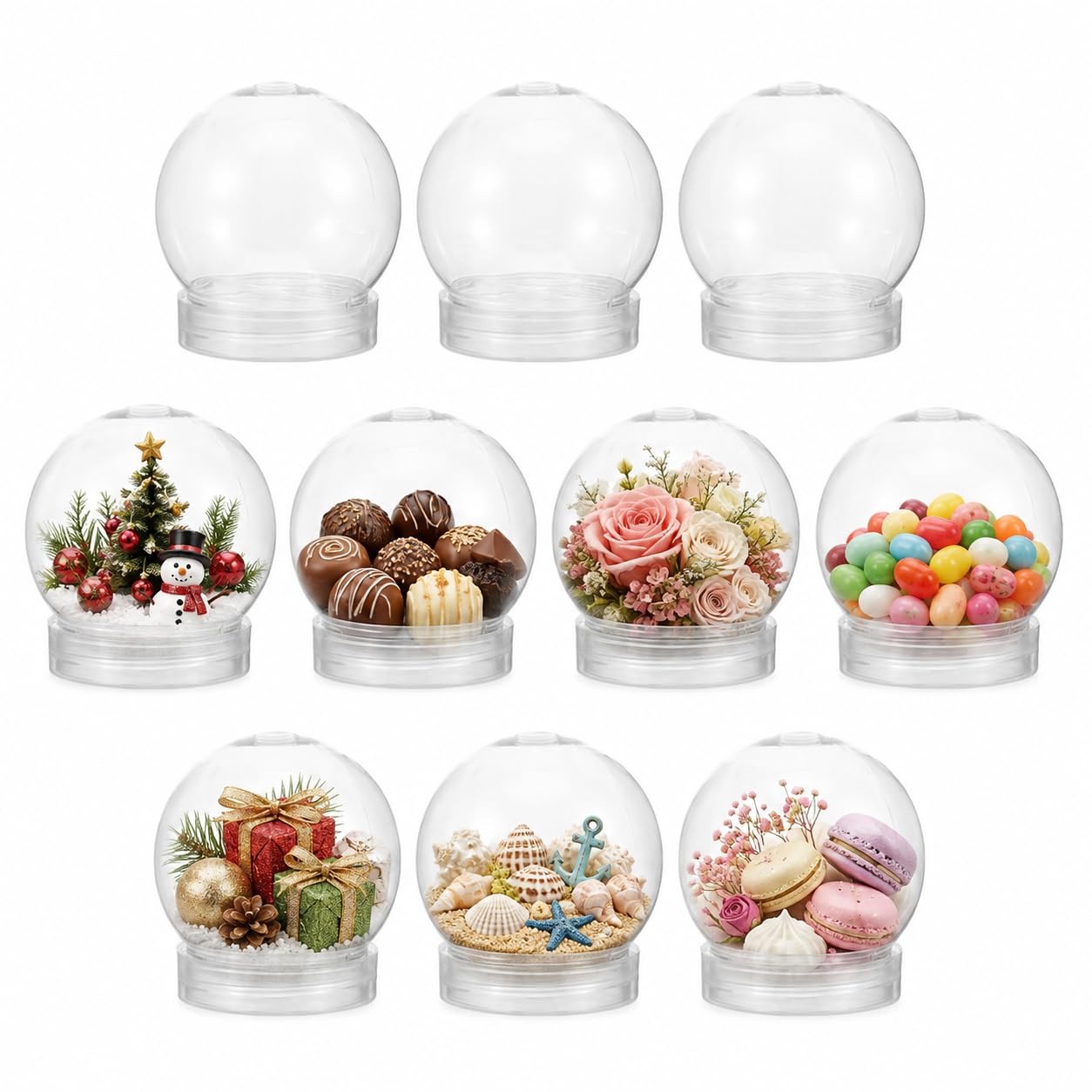 Alipis Lot de 10 boules à neige en plastique de 10,2 cm avec bouchons à dévisser - Boules à neige à remplir - Pour loisirs créatifs, décoration d'intérieur B