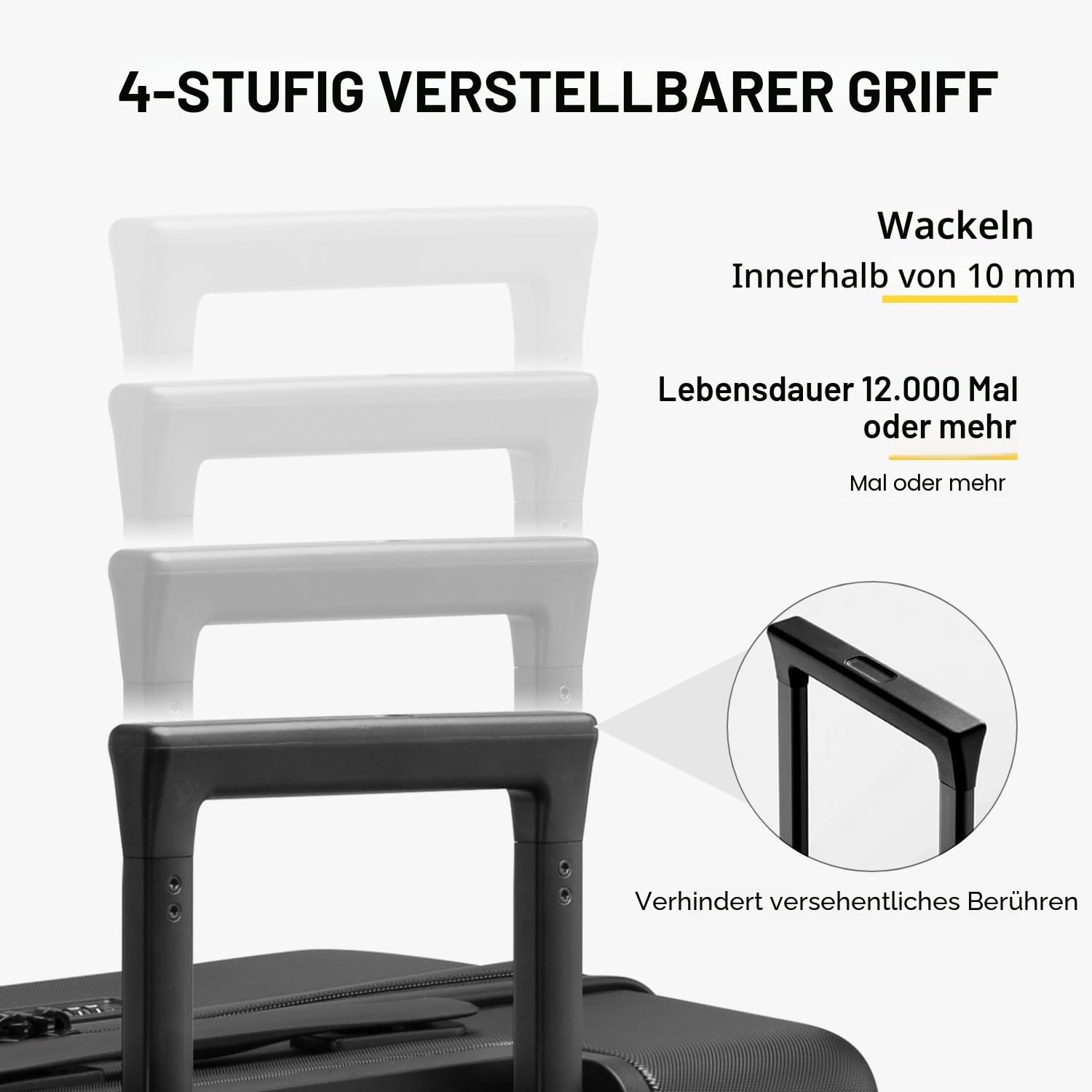 LEVEL8 Koffer Trolley Handgepäck mit TSA,8 Spinner Rollen,100% PC Rollkoffer Reisekoffer Hartschalen,Micro-Diamond Textured Design Reise Business (54.5cm, 40L,Schwarz)