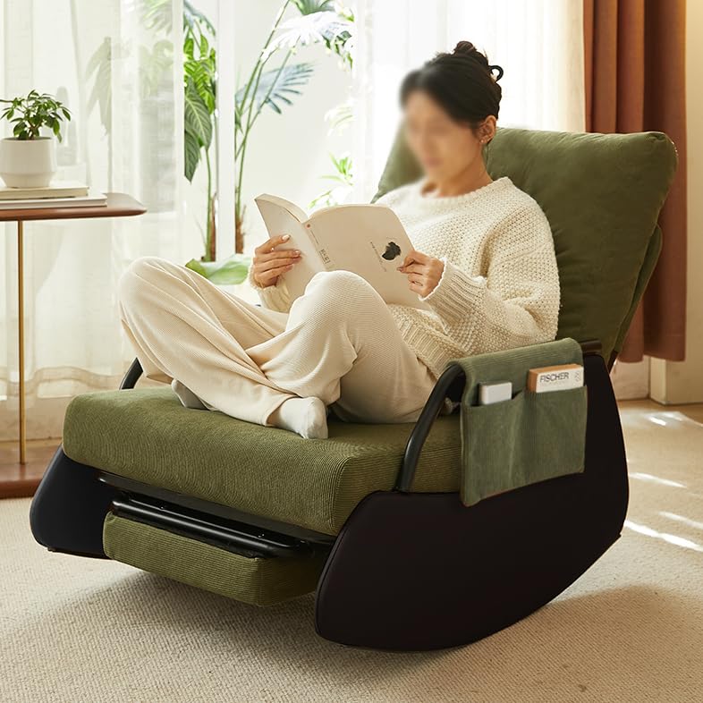 Mecedora moderna – Silla mecedora reclinable tapizada con marco de madera maciza para sala de estar, dormitorio, oficina - Sillón cómodo para lactancia y relajación