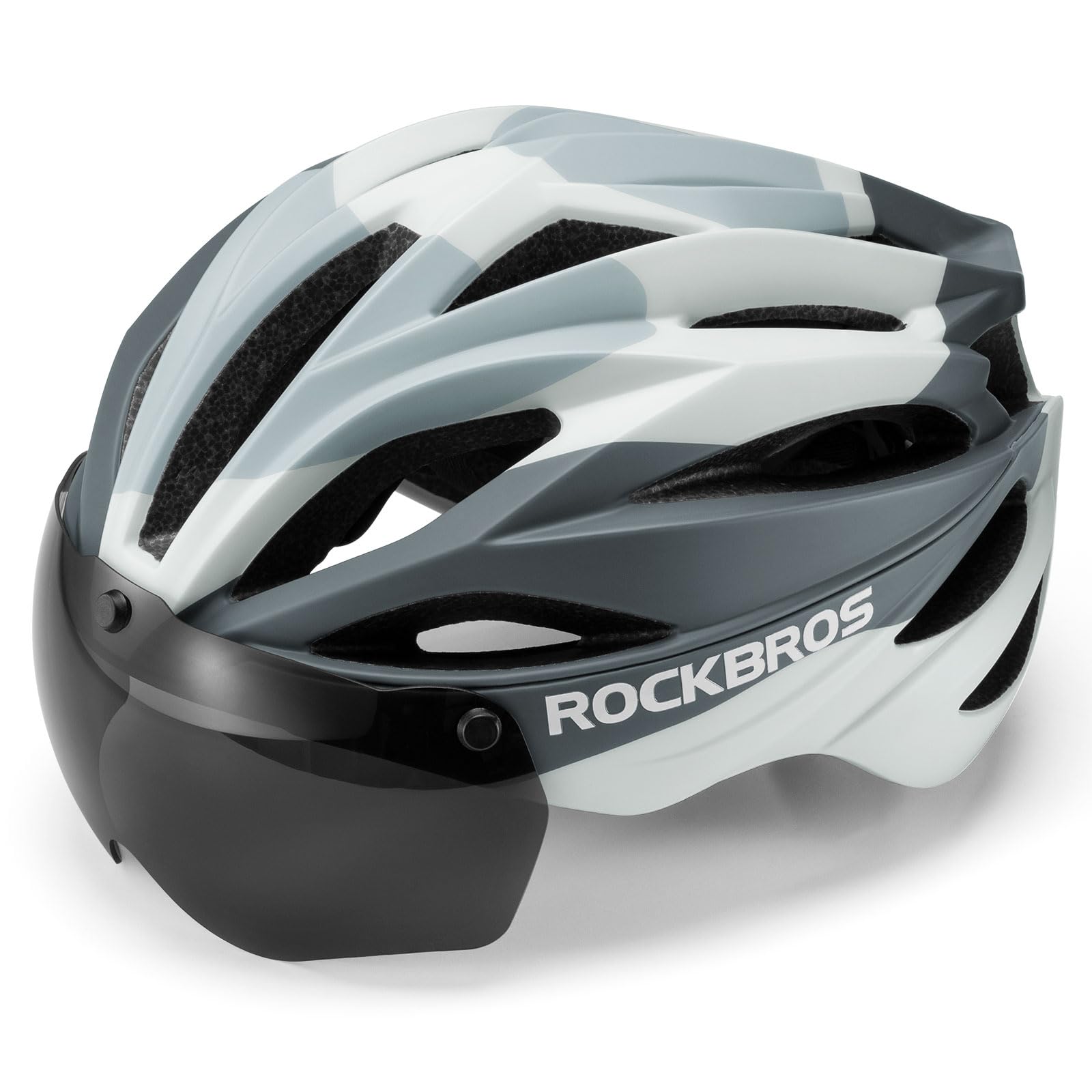 ROCKBROS Cycling Helmet Detachable Magnetic Goggle Visor Bicycle One-Piece Lightweight Mountain Road Bike Helmet Men and Women Adjustable Breathable Washable 58-62CM