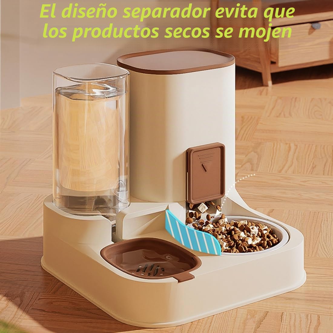 Comida automática para Gatos 2 en 1, dispensador de Comida de Viaje y dispensador de Agua para Perros, Gatos, Mascotas, extraíble, fácil de Limpiar, el tamaño de la Tapa es Ajustable, Piscina