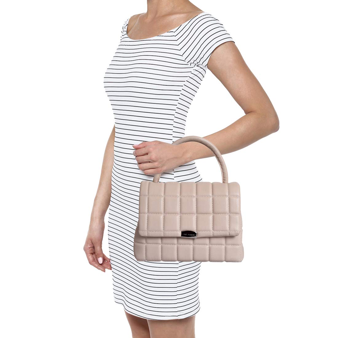 Lino Perros Women Off-White Coloured Quilted Satchel Bag Off White 4